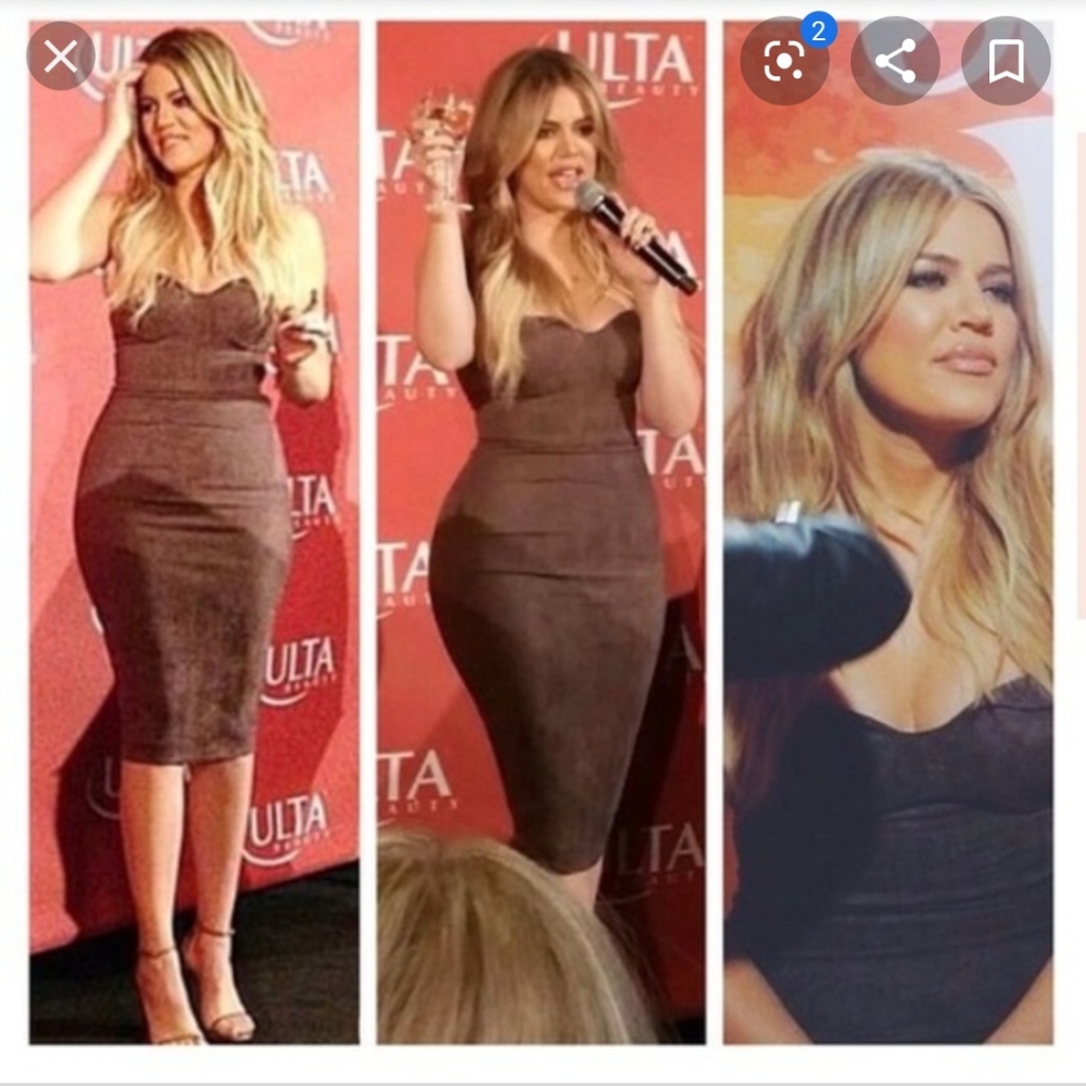 house of Cb suede midi dress strapless